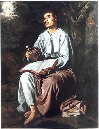 Saint Jean a Patmos, Velasquez, ecriture, ecoute, plume, tradition, transmission