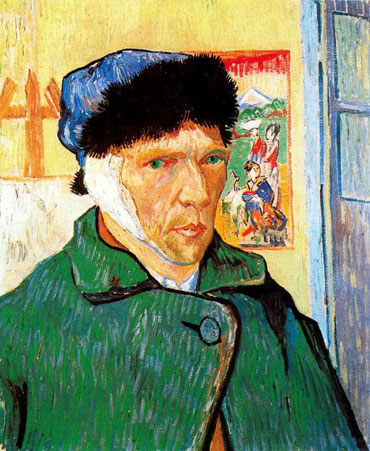 Autoportrait a l-oreille bandee, Van Gogh, mutilation, manque, coupure